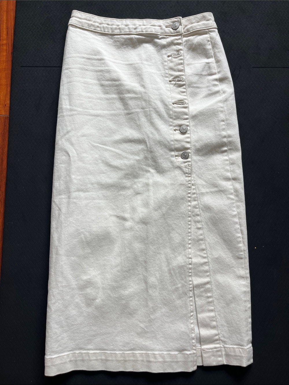 Free People White Denim skirt with slit